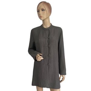 Eileen Fisher Women's Frog Button Square Textured Silk Blend Tunic Jacket Medium